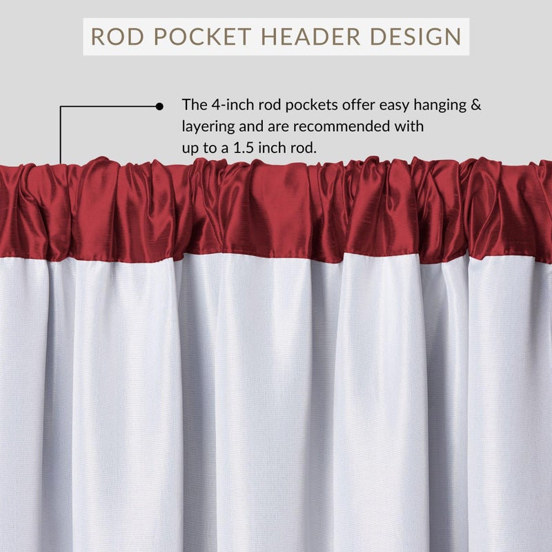 Elrene Home Fashions Versailles Faux-Silk Room-Darkening Curtain Panel, Blackout Curtain with Rod Pocket, 52 Inches by 95 Inches, Red, 1 Panel - Image 2